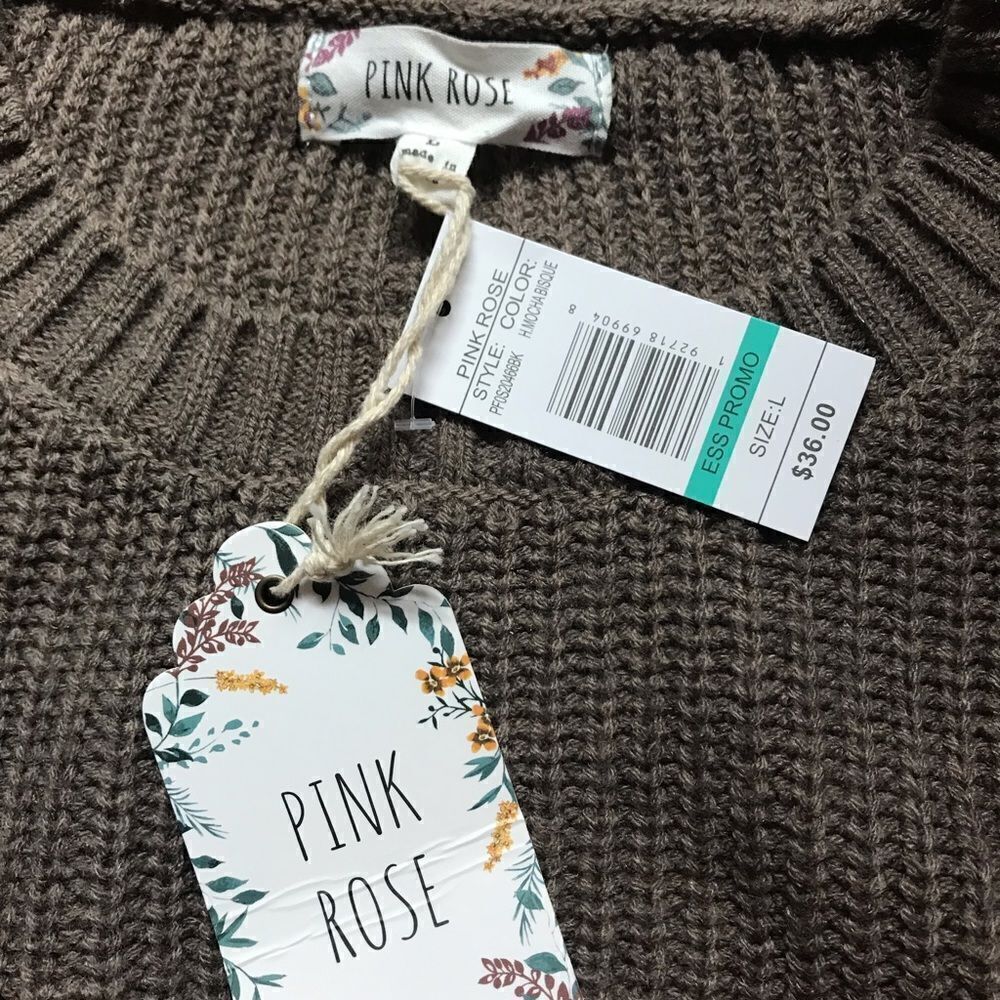 Pink Rose size large sweater new with tags button accents so cute